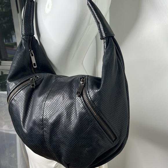 Rebecca Minkoff Perforated Leather Large Hobo Zip Top Shoulder Bag - Picture 2 of 16